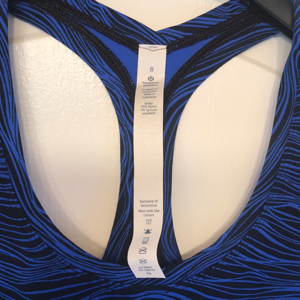 Women's Blue Patterned Racerback Tank Top - Picture 2 of 3